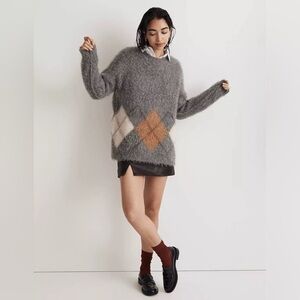 Madewell Brushed Argyle Crewneck Sweater‎ Small